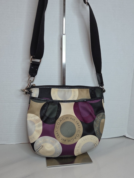 Coach Handbags - Coach Purple Multi Signature Circle Crossbody